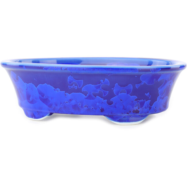 Ovale donkerblauwe bonsaipot van Heian Kosen - 183 x 147 x 53 mm