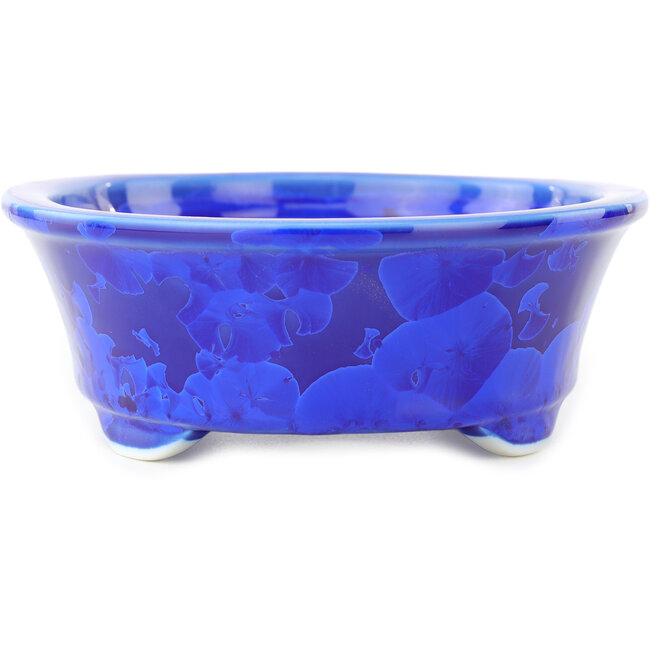 Ovale donkerblauwe bonsaipot van Heian Kosen - 183 x 147 x 53 mm