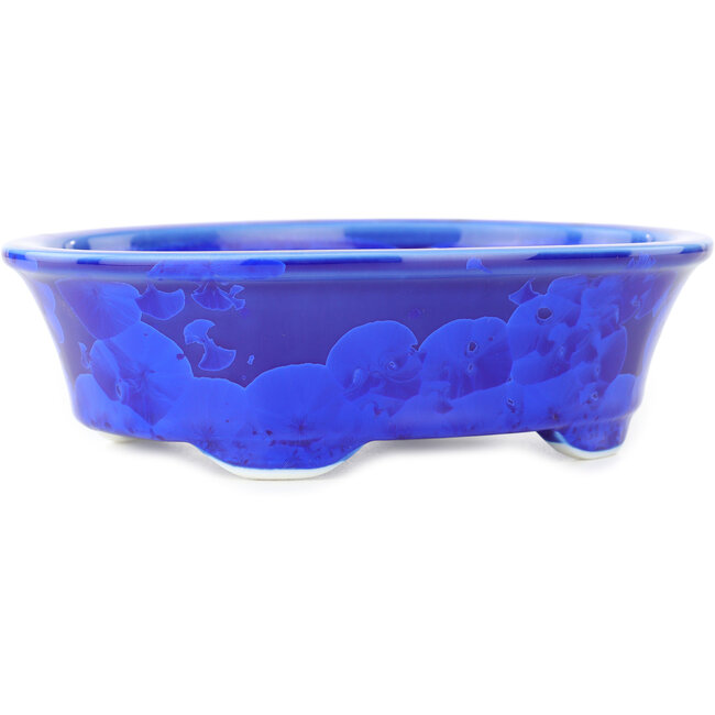 Maceta ovalada para bonsái azul oscuro de Heian Kosen - 183 x 147 x 53 mm