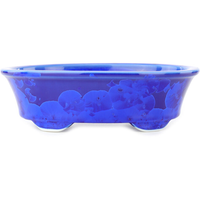 Maceta ovalada para bonsái azul oscuro de Heian Kosen - 183 x 147 x 53 mm