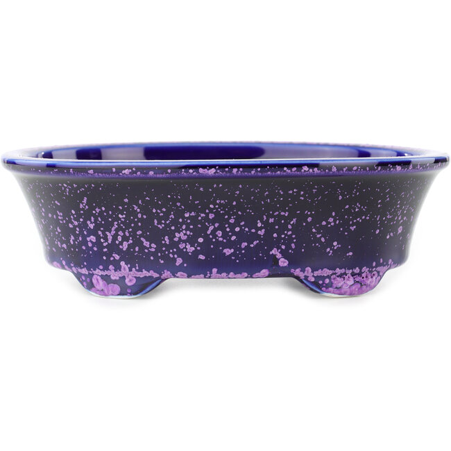Maceta ovalada para bonsái de color azul y morado de Heian Kosen - 183 x 147 x 53 mm