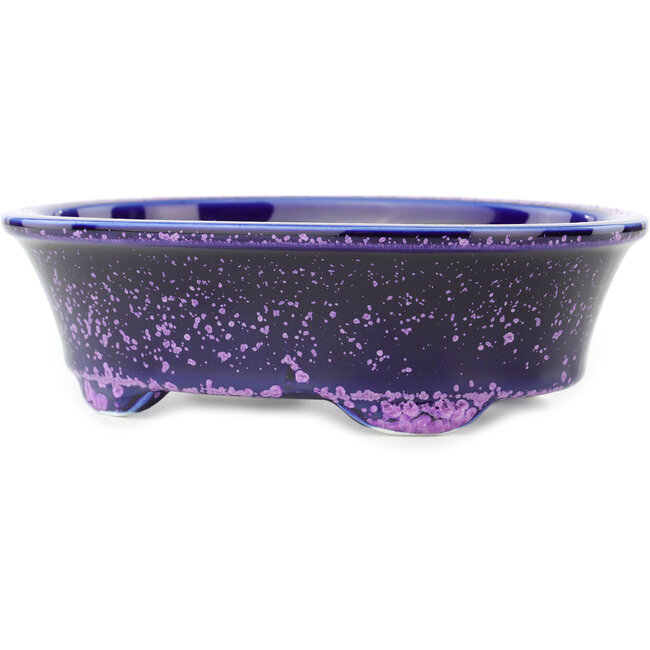 Vaso bonsai ovale blu e viola di Heian Kosen - 183 x 147 x 53 mm
