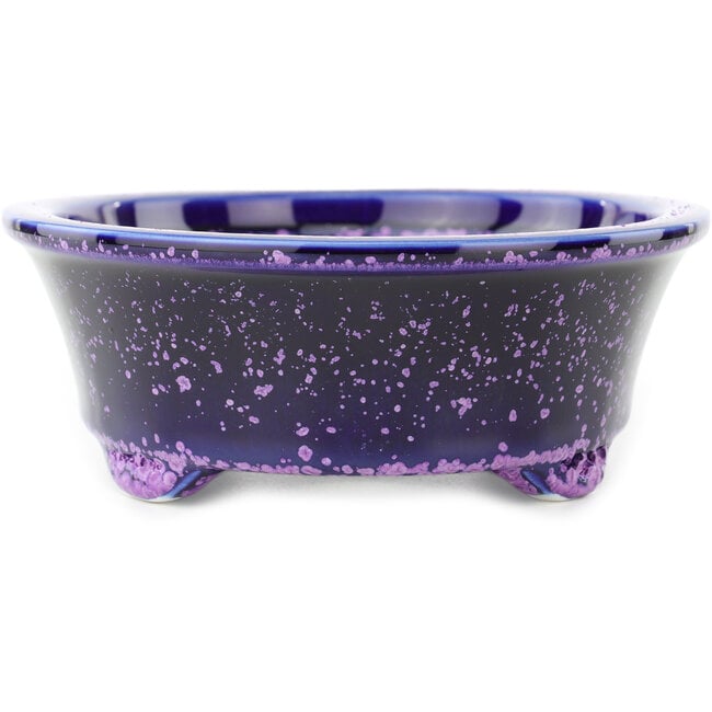 Pot à bonsaï ovale bleu et violet de Heian Kosen - 183 x 147 x 53 mm