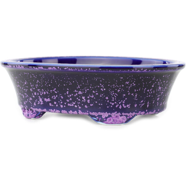 Oval blue and purple bonsai pot by Heian Kosen - 183 x 147 x 53 mm