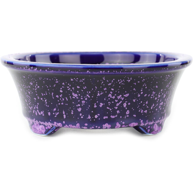 Ovaler blauer und violetter Bonsai-Topf von Heian Kosen - 183 x 147 x 53 mm