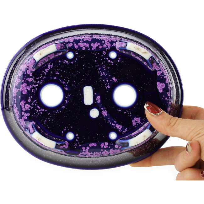 Pot à bonsaï ovale bleu et violet de Heian Kosen - 183 x 147 x 53 mm