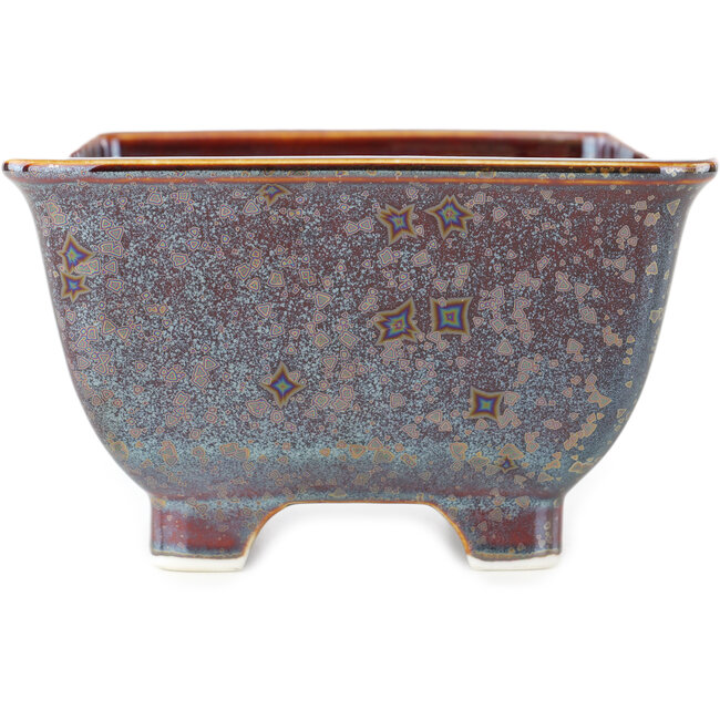 Pot à bonsaï carré marron multicolore de Heian Kosen - 135 x 135 x 80 mm
