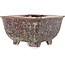 Vaso bonsai quadrato marrone multicolore di Heian Kosen - 135 x 135 x 80 mm