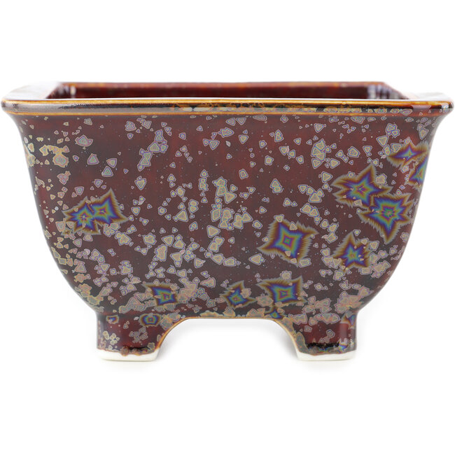Pot à bonsaï carré marron multicolore de Heian Kosen - 135 x 135 x 80 mm