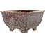 Vaso bonsai quadrato marrone multicolore di Heian Kosen - 135 x 135 x 80 mm