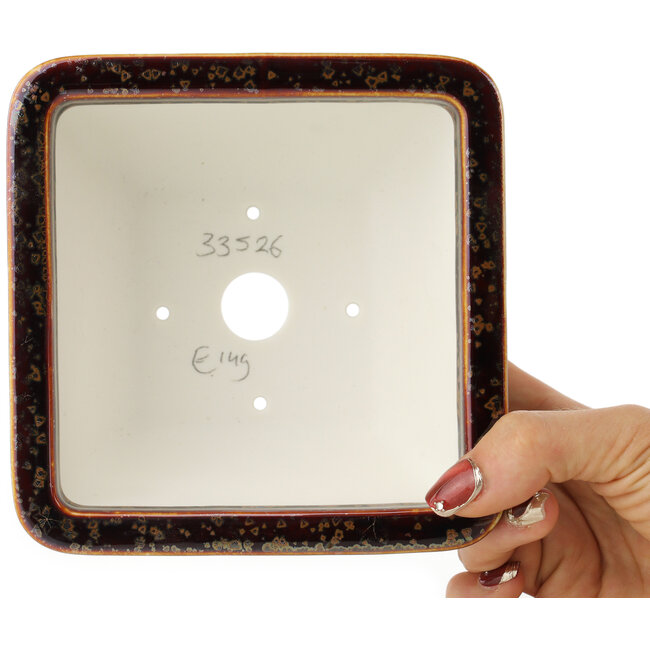 Pot à bonsaï carré marron multicolore de Heian Kosen - 135 x 135 x 80 mm