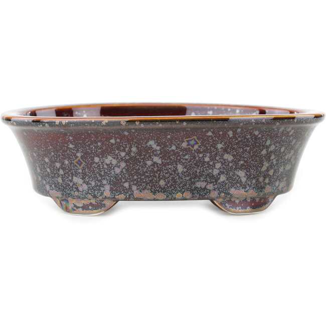 Vaso bonsai ovale marrone multicolore di Heian Kosen - 183 x 147 x 53 mm