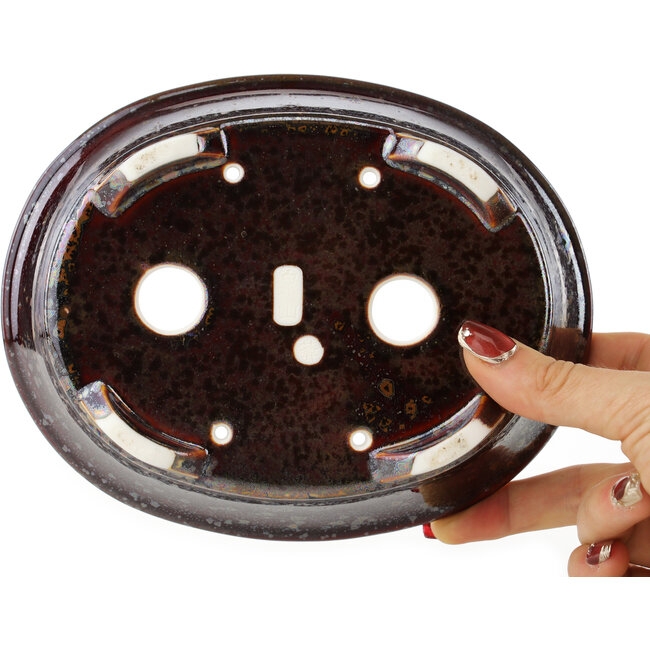 Vaso bonsai ovale marrone multicolore di Heian Kosen - 183 x 147 x 53 mm