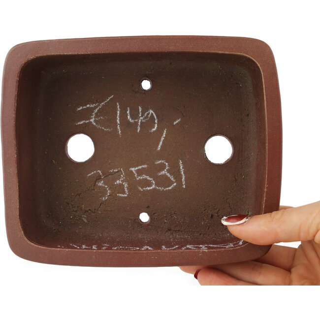 Pot à bonsaï rectangulaire non émaillé de Shibakatsu - 158 x 130 x 60 mm