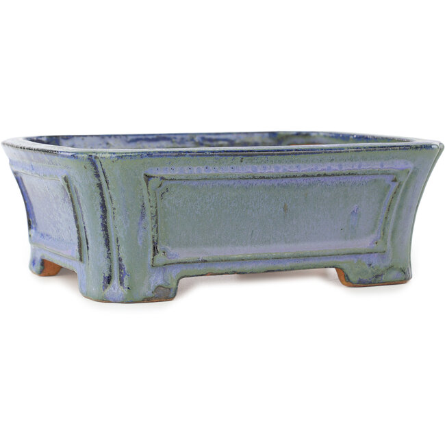 Maceta rectangular azul para bonsái de Shibakatsu - 188 x 153 x 65 mm