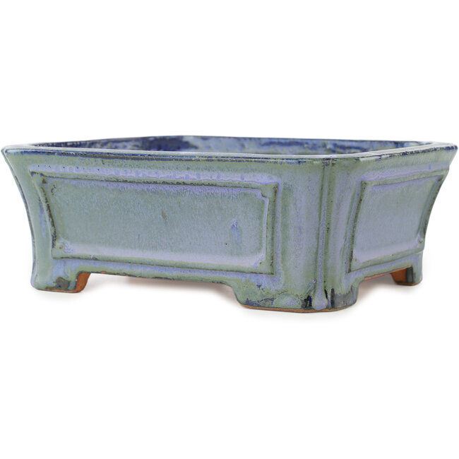 Pot à bonsaï rectangulaire bleu de Shibakatsu - 188 x 153 x 65 mm