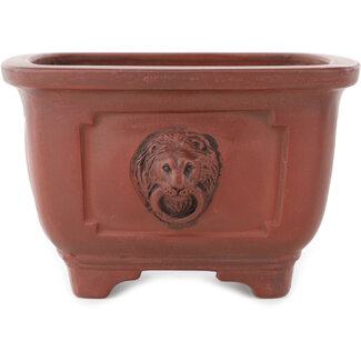 Bigei - Hirata Atsumi 128 mm square unglazed bonsai pot by Bigei, Tokoname, Japan