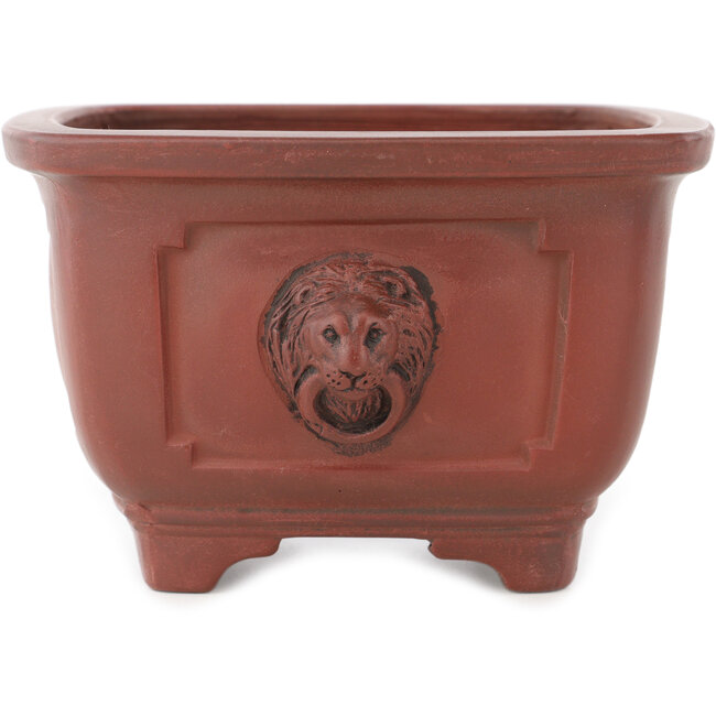 Square unglazed bonsai pot by Bigei - 128 x 128 x 82 mm