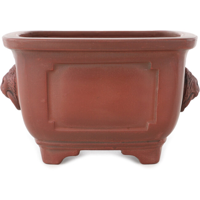 Square unglazed bonsai pot by Bigei - 128 x 128 x 82 mm