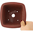 Vierkante ongeglazuurde bonsaipot van Bigei - 128 x 128 x 82 mm