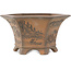 Hexagonal unglazed bonsai pot by Bigei - 155 x 155 x 80 mm