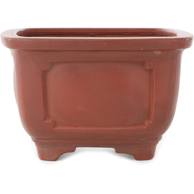Square unglazed bonsai pot by Bigei - 128 x 128 x 81 mm