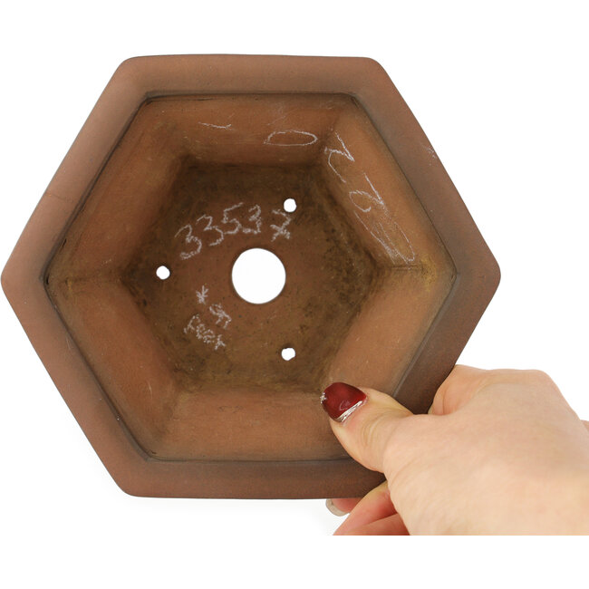 Pot à bonsaï hexagonal non émaillé de Bigei - 155 x 155 x 80 mm