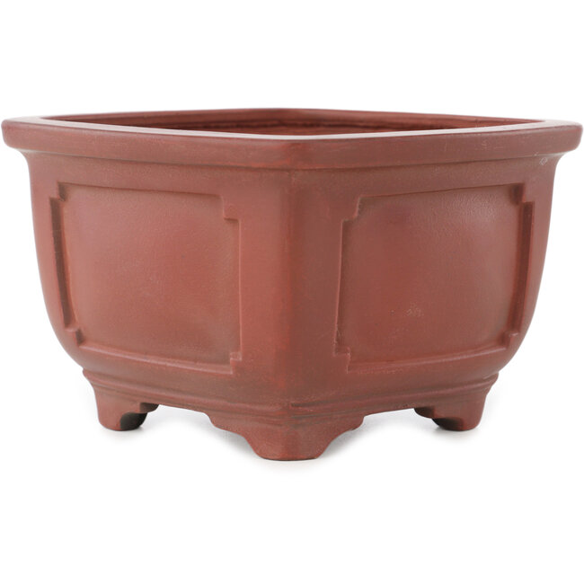 Pot à bonsaï carré non émaillé de Bigei - 128 x 128 x 81 mm