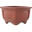 Square unglazed bonsai pot by Bigei - 128 x 128 x 81 mm