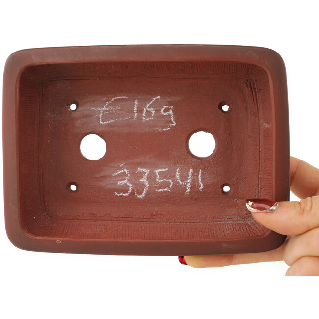 Rectangular unglazed bonsai pot by Bigei - 153 x 113 x 41 mm