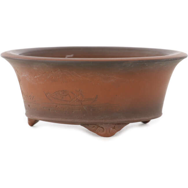 Ronde ongeglazuurde bonsaipot van Bigei - 95 x 95 x 40 mm