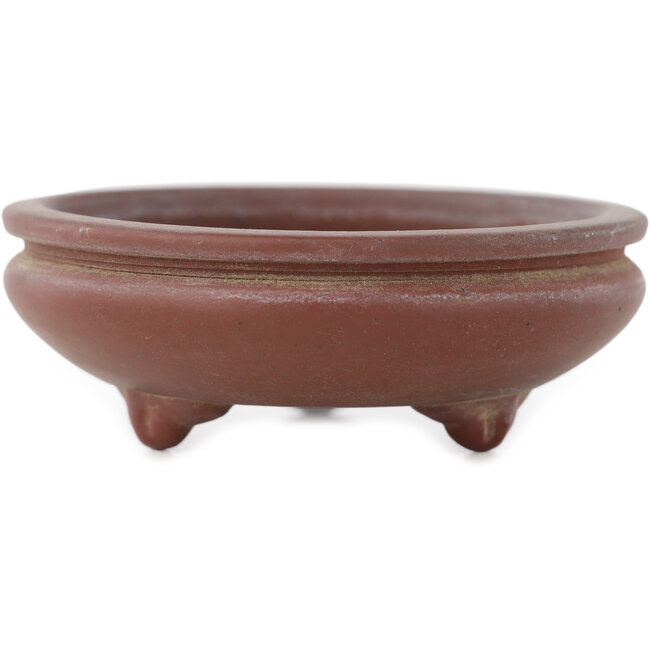 Ronde ongeglazuurde bonsaipot van Bigei - 75 x 75 x 26 mm