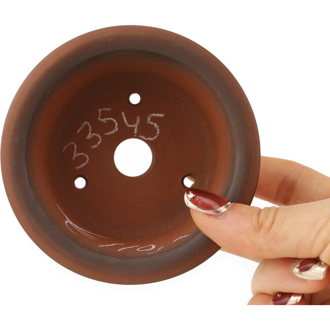 Ronde ongeglazuurde bonsaipot van Bigei - 95 x 95 x 40 mm