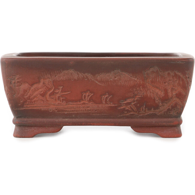 Rectangular unglazed bonsai pot by Bigei - 100 x 77 x 42 mm