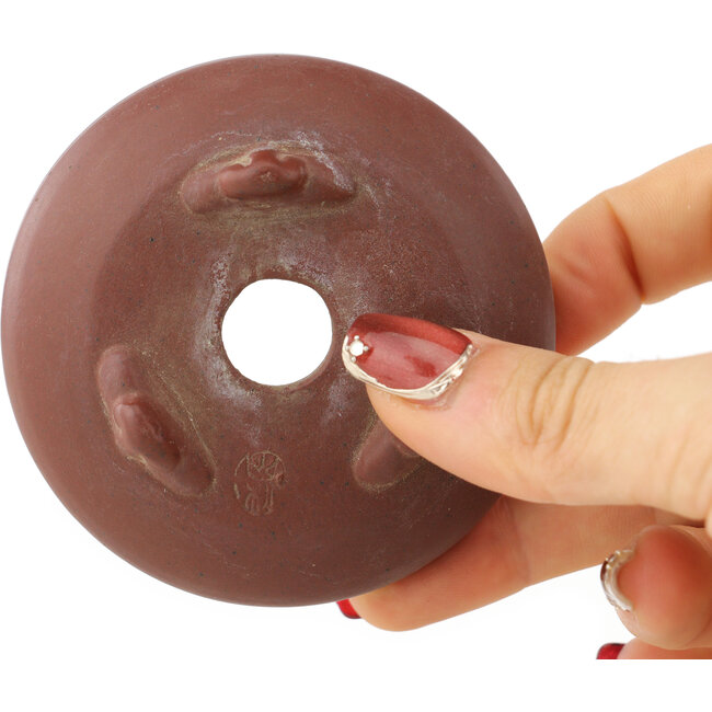 Ronde ongeglazuurde bonsaipot van Bigei - 75 x 75 x 26 mm