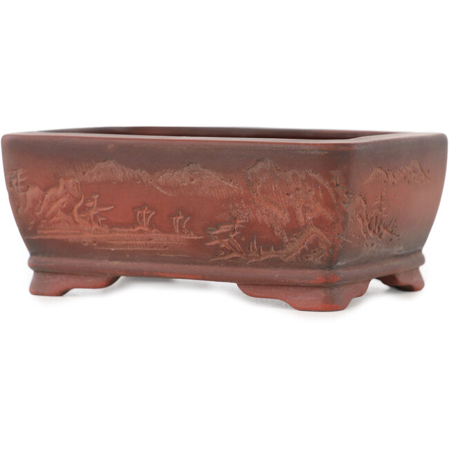Rechteckiger unglasierter Bonsai-Topf von Bigei - 100 x 77 x 42 mm