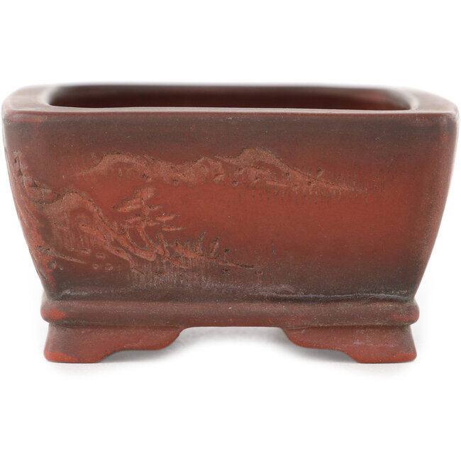 Rectangular unglazed bonsai pot by Bigei - 100 x 77 x 42 mm