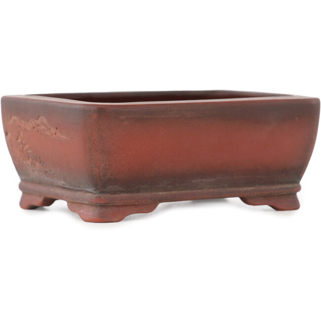 Rechthoekige ongeglazuurde bonsaipot van Bigei - 100 x 77 x 42 mm