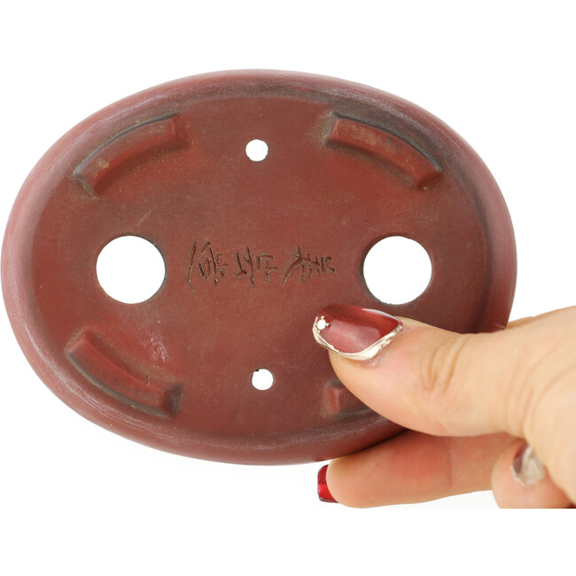Pot à bonsaï ovale non émaillé de Bigei - 101 x 76 x 22 mm