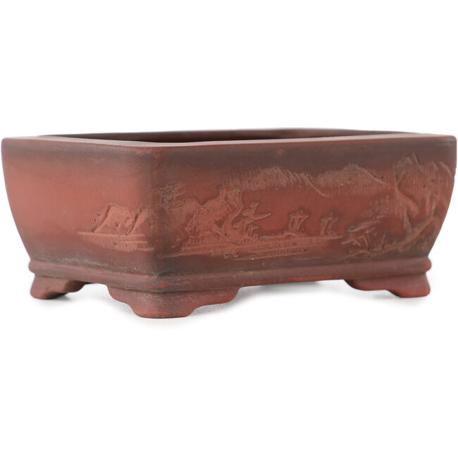 Rectangular unglazed bonsai pot by Bigei - 100 x 77 x 42 mm