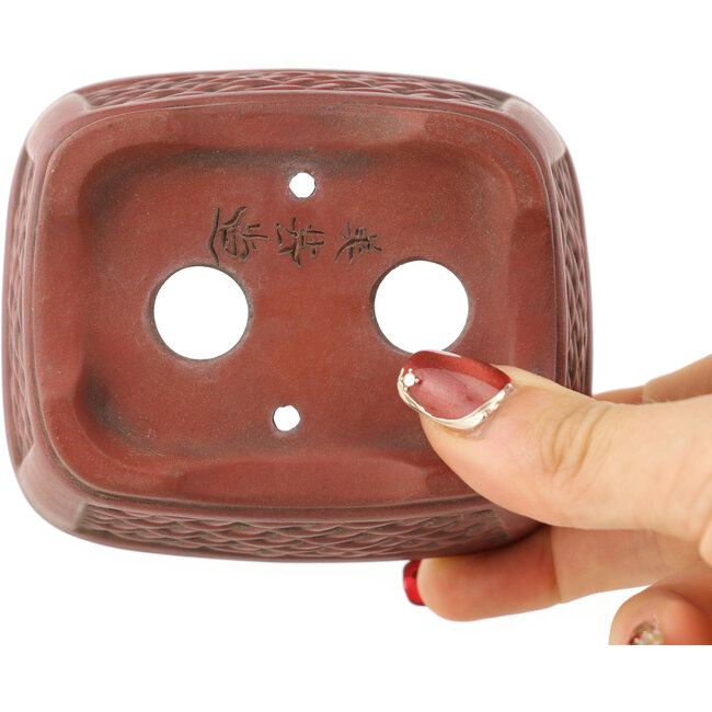 Maceta para bonsái ovalada sin esmaltar de Bigei - 97 x 82 x 47 mm