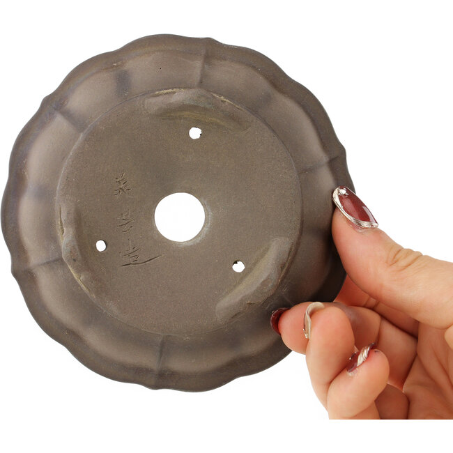 Maceta para bonsái sin esmaltar con forma de loto de Bigei - 108 x 108 x 28 mm