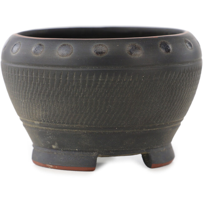 Round unglazed bonsai pot by Bigei - 62 x 62 x 40 mm