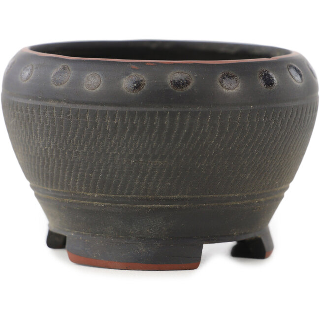 Ronde ongeglazuurde bonsaipot van Bigei - 62 x 62 x 40 mm