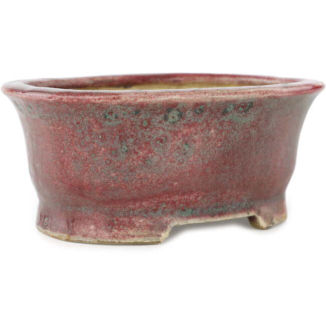 Maceta ovalada para bonsái en color rojo y azul de Matuei Kimiko - 157 x 115 x 68 mm