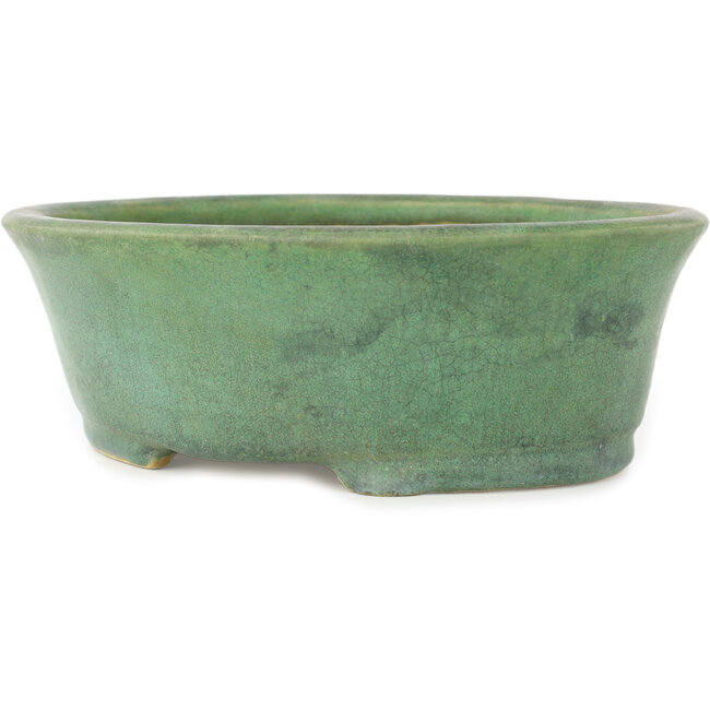 Ovaler grüner Bonsaitopf von Matuei Kimiko – 188 x 147 x 60 mm