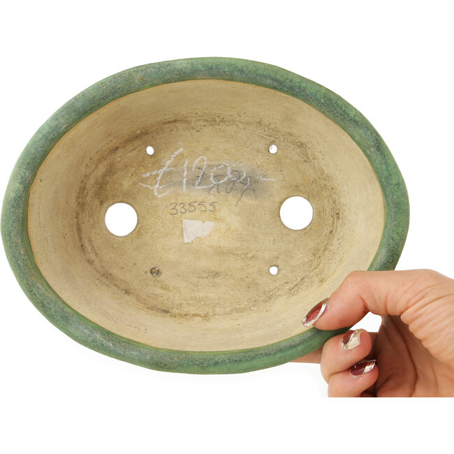 Vaso bonsai ovale verde di Matuei Kimiko - 188 x 147 x 60 mm