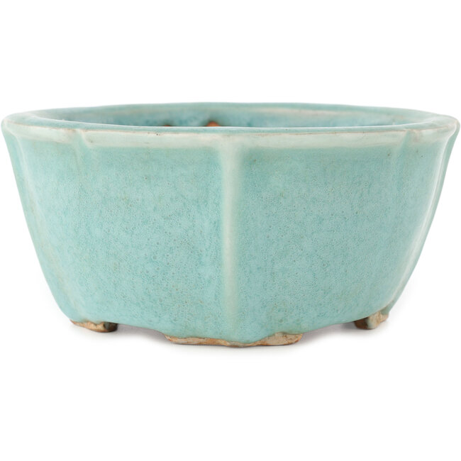 Ronde blauwe bonsaipot van Matuei Kimiko - 160 x 160 x 75 mm