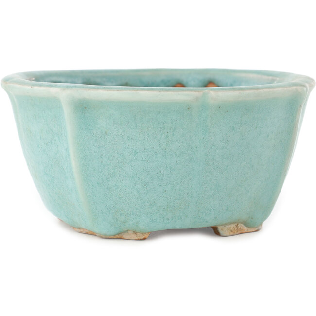 Ronde blauwe bonsaipot van Matuei Kimiko - 160 x 160 x 75 mm