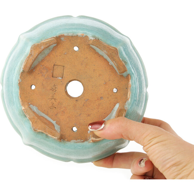 Pot à bonsaï rond bleu de Matuei Kimiko - 160 x 160 x 75 mm